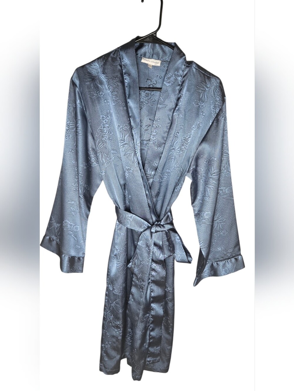Laura Parker Women's Kimono Wrap Robe, Elegant Blue Floral Pockets Large Classy